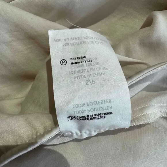 Vince Cream Short Sleeve Draped Blouse Small Preppy Transitional Basic Neutral - Picture 12 of 14